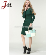 Latest knitting dress slim fit simple fashion office dress designs for ladies